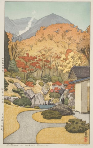 Japanese Print "Autumn in Hakone Museum" by Yoshida Toshi, 吉田遠志 (Toshi Yoshida)