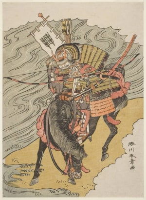 Japanese Print "Kajiwara Genda Kagesue on Surusumi" by Katsukawa Shunsho, 勝川春章 (Katsukawa Shunshō 勝川 春章)