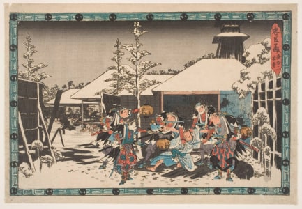 Japanese Print "The Night Attack (Third Scene): The Long-cherished Capture" by Utagawa Hiroshige, 歌川広重 (Utagawa Hiroshige I 歌川 広重)