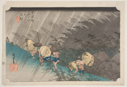 Japanese Print "Shōno: Driving Rain (Shōno, hakuu)" by Utagawa Hiroshige, 歌川広重 (Utagawa Hiroshige I 歌川 広重)