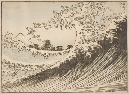 Japanese Print "Fuji at Sea (Kaijō no Fuji)" by Kobayashi Eitaku, 小林永濯 (Kobayashi Eitaku, Katsushika Hokusai 葛飾 北斎)