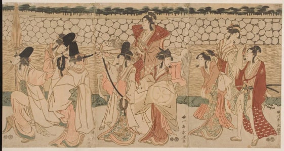 Japanese Print "Returning To His Yashiki" by Rekisentei Eiri