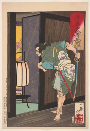 Japanese Print "Endō Morito Approaches Kesa Gozen's Bedroom" by Tsukioka Yoshitoshi, 月岡芳年 (Tsukioka Yoshitoshi 月岡 芳年)