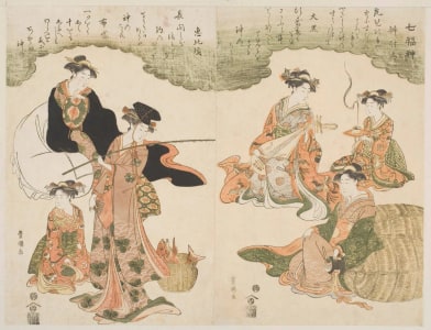 Japanese Print "Women Impersonating the Seven Gods of Good Fortune (Shichifukujin)" by Utagawa Toyokuni I, 歌川豊国 (Utagawa Toyokuni I 歌川 豊国)