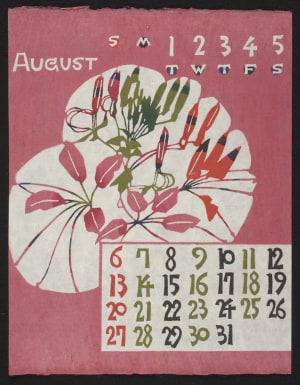 Estampe japonaise "August - Calendar 1972" par Takeshi Nishijima
