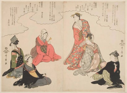Japanese Print "Women Imitating the Six Classical Poets" by Kitagawa Utamaro, 喜多川歌麿 (Kitagawa Utamaro I 喜多川 歌麿)