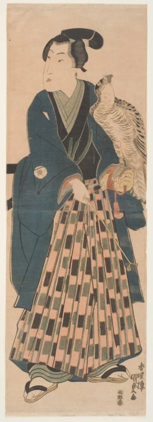 Japanese Print "Young Man with Falcon" by Utagawa Kunisada, 歌川国貞 (Utagawa Kunisada I 歌川 国貞)