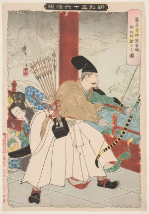 Japanese Print "Fujiwara Hidesato Shooting the Centipede" by Tsukioka Yoshitoshi, 月岡芳年 (Tsukioka Yoshitoshi 月岡 芳年)