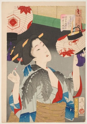 Japanese Print "Capable: A Kyoto Waitress of the Meiji Era" by Tsukioka Yoshitoshi, 月岡芳年 (Tsukioka Yoshitoshi 月岡 芳年)