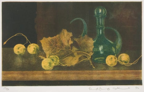 Japanese Print "A Bottle of Biot and Plantanus Ntus" by Ito Wako