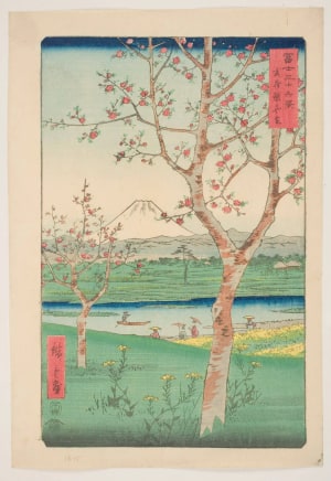 Japanese Print "The Outskirts of Koshigaya in Musashi Province (Musashi Koshigaya zai)" by Utagawa Hiroshige, 歌川広重 (Utagawa Hiroshige I 歌川 広重)