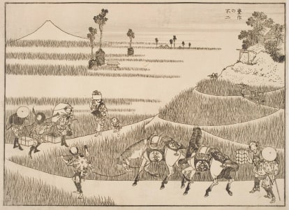 Japanese Print "Fuji in a Good Harvest (Hōsaku no Fuji)" by Katsushika Hokusai, 葛飾北斎 (after Katsushika Hokusai 葛飾 北斎, Kobayashi Eitaku)