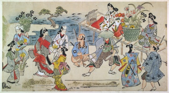 Japanese Print "A Flower Show" by Furuyama, Moromasa