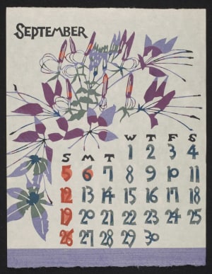 Estampe japonaise "September, 1976 – Cleome" par Nishijima, Takeshi