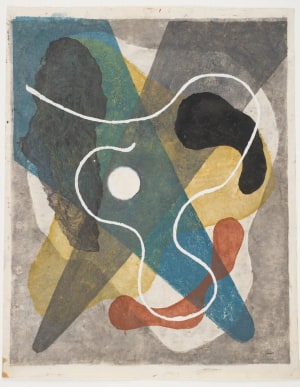 Japanese Print "Lyric No. 32" by Onchi Koshiro, 恩地孝四郎 (Onchi Koshiro)