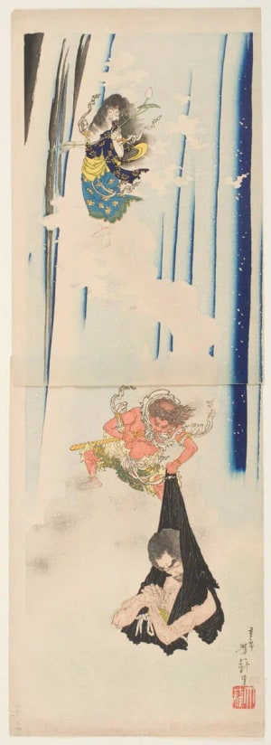 Japanese Print "Penitence of Priest Mongaku" by Tsukioka Yoshitoshi, 月岡芳年 (Tsukioka Yoshitoshi 月岡 芳年)