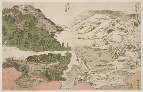 Japanese Print "Hira No Bosetsu Ni Mii No Bansho" by Kitao Masayoshi, 北尾政美 (Kitao MASAYOSHI)