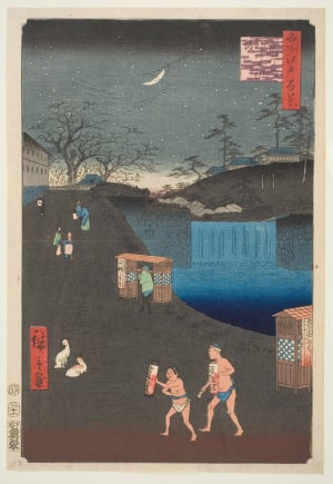 Japanese Print "Aoi Slope, Outside Toranomon Gate (Toranomon Soto Aoizaka)" by Utagawa Hiroshige, 歌川広重 (Utagawa Hiroshige I 歌川 広重)