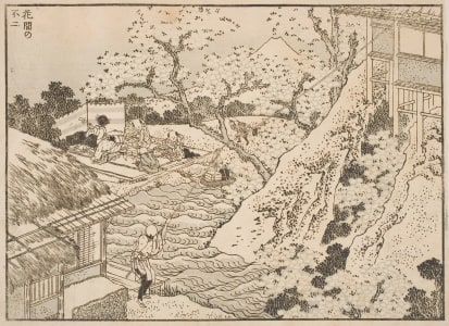 Japanese Print "Fuji through Flowers (Kakan no Fuji)" by Katsushika Hokusai, 葛飾北斎 (Katsushika Hokusai 葛飾 北斎, Kobayashi Eitaku)