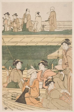 Japanese Print "Boating Parties On The Sumida River" by Hosoda Eishi, 細田栄之 (Eishi, Hosoda)