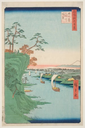 Japanese Print "View of Kōnodai and the Tone River" by Utagawa Hiroshige, 歌川広重 (Utagawa Hiroshige I 歌川 広重)