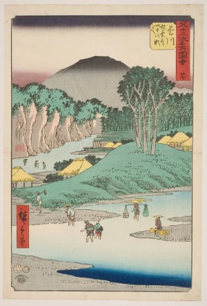 Japanese Print "No. 27, Kakegawa: Crossing the Forty-eight Rapids on the Akiba Road" by Utagawa Hiroshige, 歌川広重 (Utagawa Hiroshige I 歌川 広重)