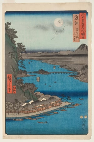 Japanese Print "Omi Province: Lake Biwa and the Ishiyama Temple" by Utagawa Hiroshige, 歌川広重 (Utagawa Hiroshige I 歌川 広重)