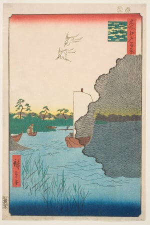 Japanese Print "Scattered Pines, Tone River (Tonegawa Barabara-matsu)" by Utagawa Hiroshige, 歌川広重 (Utagawa Hiroshige I 歌川 広重)