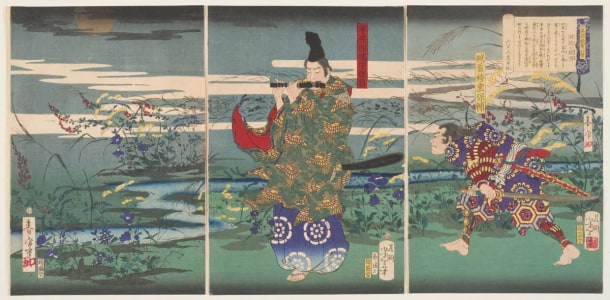 Japanese Print "Autumn Moon" by Wakai Shuntei, Sanoya Tomigorō