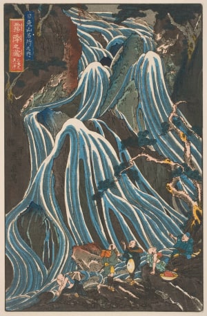 Japanese Print "The Falling Mist Waterfall" by Keisai Eisen, 渓斉英泉 (Keisai Eisen 渓斉 英泉)