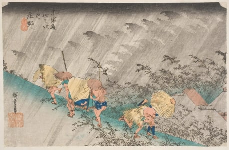 Japanese Print "Shōno: Driving Rain (Shōno, hakuu)" by Utagawa Hiroshige, 歌川広重 (Utagawa Hiroshige I 歌川 広重)