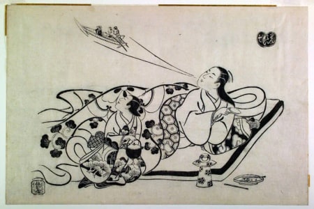 Japanese Print "Courtesan as Rin Reiso" by Okumura Masanobu, 奥村政信 (Okumura Masanobu 奥村 政信)