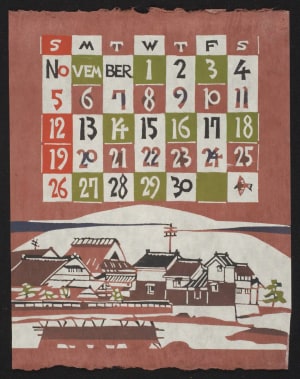 Estampe japonaise "November - Calendar 1972" par Takeshi Nishijima