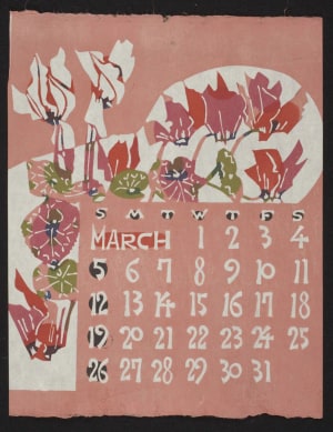 Estampe japonaise "March, 1972 – Cyclamen" par Takeshi Nishijima