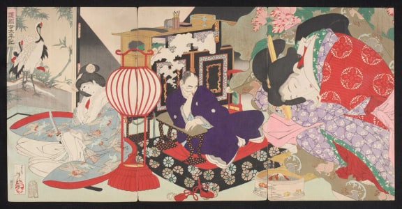 Japanese Print "A Woman saving the Nation: A chronicle of Great Peace" by Tsukioka Yoshitoshi, 月岡芳年 (Tsukioka Yoshitoshi 月岡 芳年)