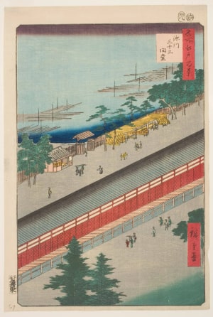 Japanese Print "The Hall of Thirty-three Bays at Fukagawa (Fukagawa Sanjūsangendō)" by Utagawa Hiroshige, 歌川広重 (Utagawa Hiroshige I 歌川 広重)