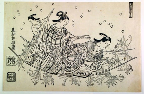 Japanese Print "The Tanabata Crossing Boat (Tanabata no towataru fune)" by Okumura Masanobu, 奥村政信 (Okumura Masanobu 奥村 政信)