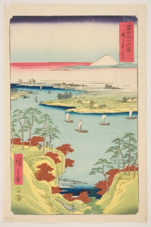 Japanese Print "The Tone River at Kōnodai (Kōnodai Tonegawa)" by Utagawa Hiroshige, 歌川広重 (Utagawa Hiroshige I 歌川 広重)