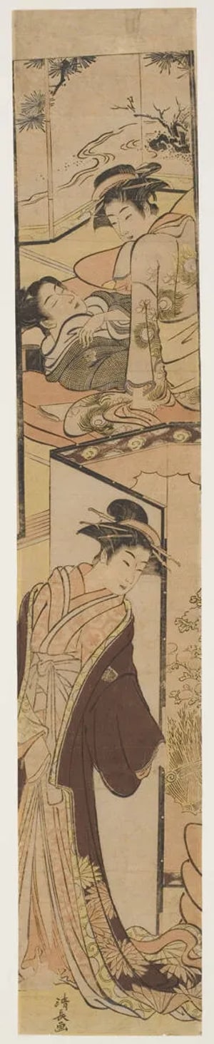 Japanese Print "Glimpse into the Room of a Courtesan" by Torii Kiyonaga, 鳥居清長 (Torii Kiyonaga)