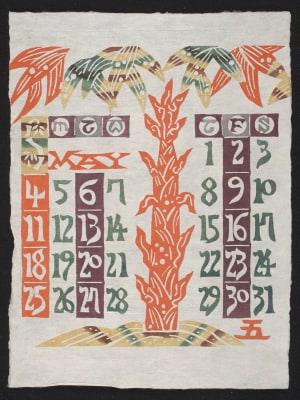 Japanese Print "May, 1975 – Bamboo Shoot and Leaves" by Keisuke Serizawa
