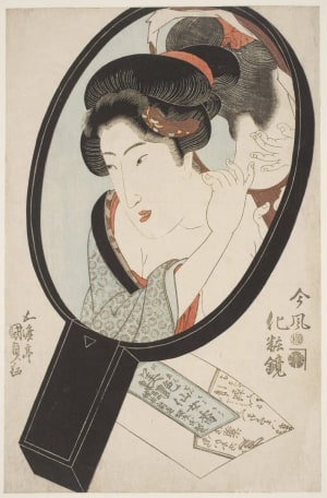 Utagawa Kunisada, 歌川国貞 (Utagawa Kunisada I 歌川 国貞)による浮世絵「Double Mirror Reflections of a Beauty Getting Glamorous」