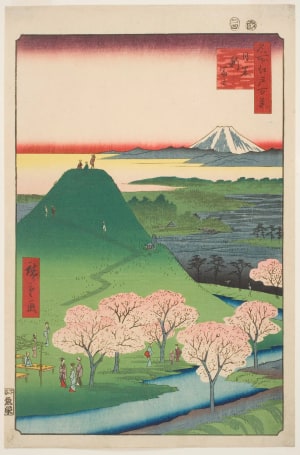 Japanese Print "The New Fuji in Meguro (Meguro Shin-Fuji)" by Utagawa Hiroshige, 歌川広重 (Utagawa Hiroshige I 歌川 広重)