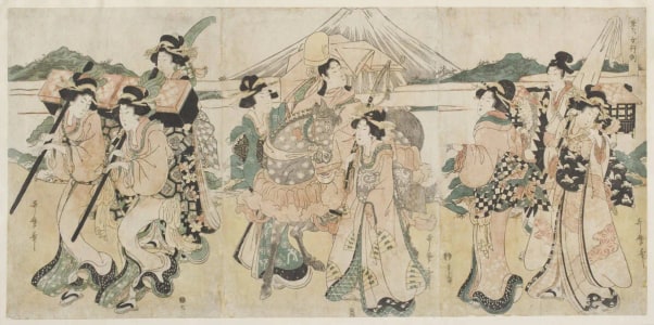 Japanese Print "A Likening Picture Of Narihira On His Eastern Journey" by Kitagawa Utamaro II 二代 喜多川 歌麿