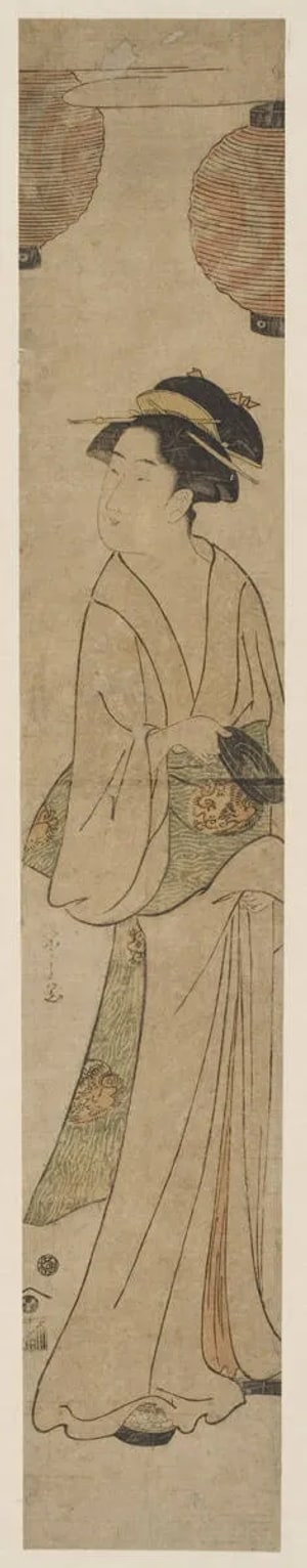 Japanese Print "A Tea-House Waitress" by Hosoda Eishi, 細田栄之 (Hosoda Eishi)