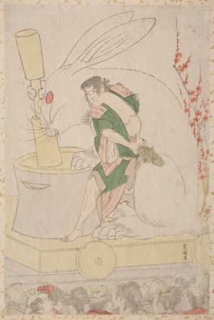 Japanese Print "Festival Float for the Year of the Rabbit" by Katsushika Hokusai, 葛飾北斎 (Katsushika Hokusai 葛飾 北斎)