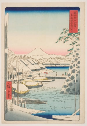Japanese Print "The Riverbank at Sukiya in the Eastern Capital (Tōto Sukiyagashi)" by Utagawa Hiroshige, 歌川広重 (Utagawa Hiroshige I 歌川 広重)