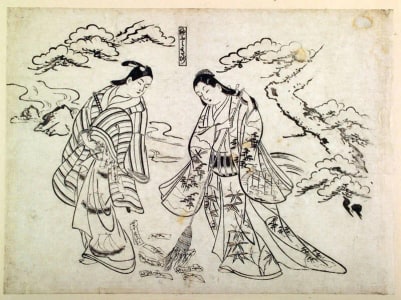Japanese Print "Sleeve Love-Letter Takasago (Sodefumi Takasago)" by Okumura Masanobu, 奥村政信 (Okumura Masanobu 奥村 政信)