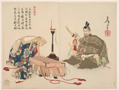 Japanese Print "Demon Rashomon visits Watanabe no Tsuna" by Tsukioka Yoshitoshi, 月岡芳年 (Tsukioka Yoshitoshi 月岡 芳年)