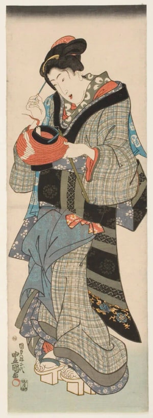 Japanese Print "Woman Holding a Paper Lantern" by Utagawa Kunisada, 歌川国貞 (Utagawa Kunisada I 歌川 国貞)