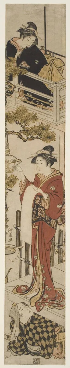 Japanese Print "Parody of the Ichiriki Teahouse Scene in Act VII of "Chushingura"" by Torii Kiyonaga, 鳥居清長 (Torii Kiyonaga)
